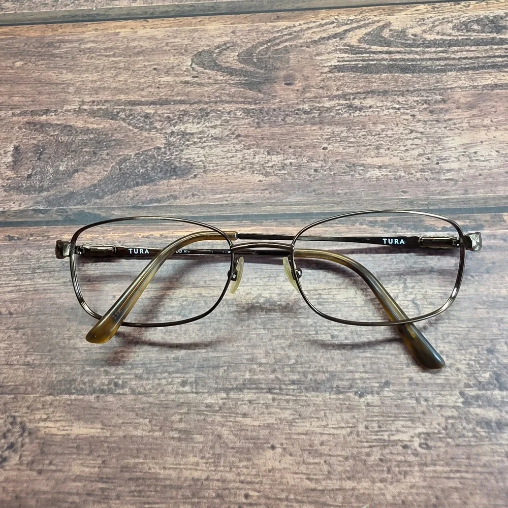 Tura R911 Bronze Metal Oval Eyeglass Frames Braided Temple Detail 52-17-135